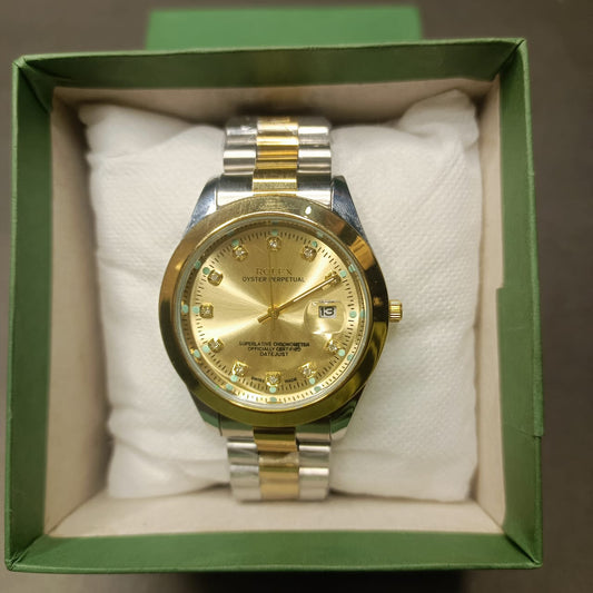 Luxury Gold & Silver Stainless Steel Men’s Watch
